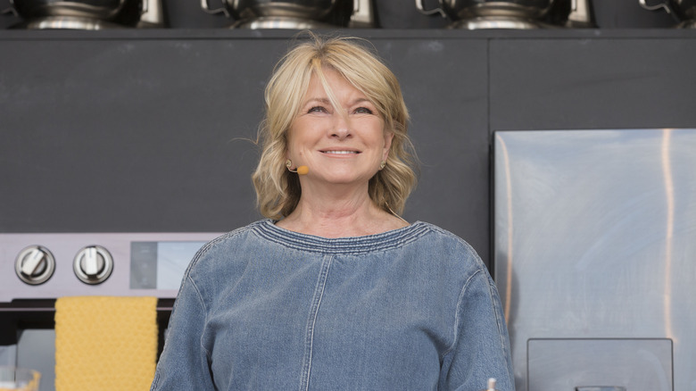 Martha Stewart in a kitchen at an event