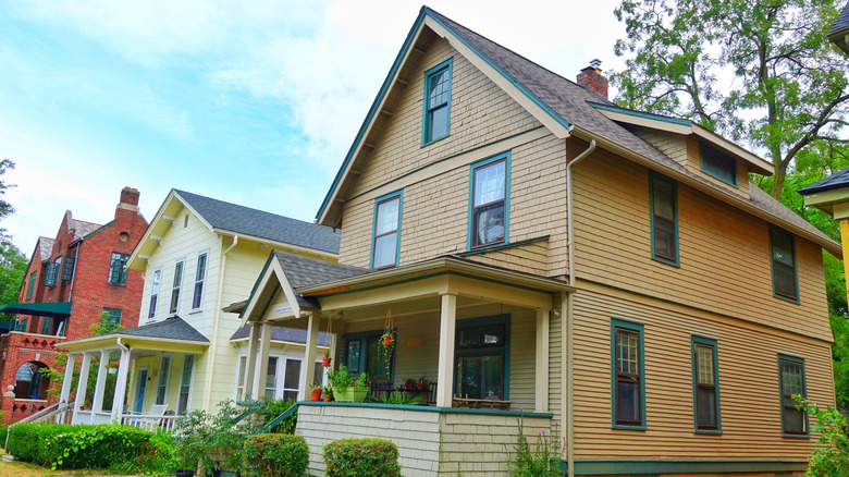 Row of homes in neighborhood