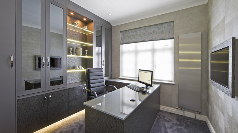 An office with built-in storage