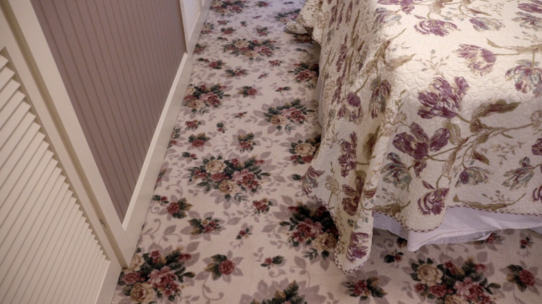 close up of floral carpet