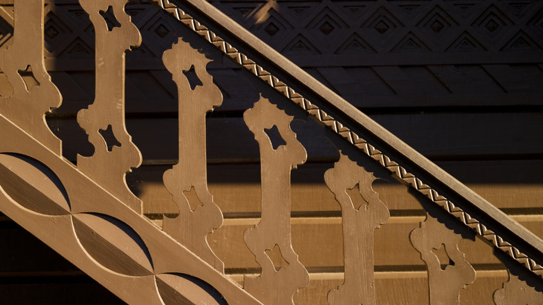 hand carved bannisters in home