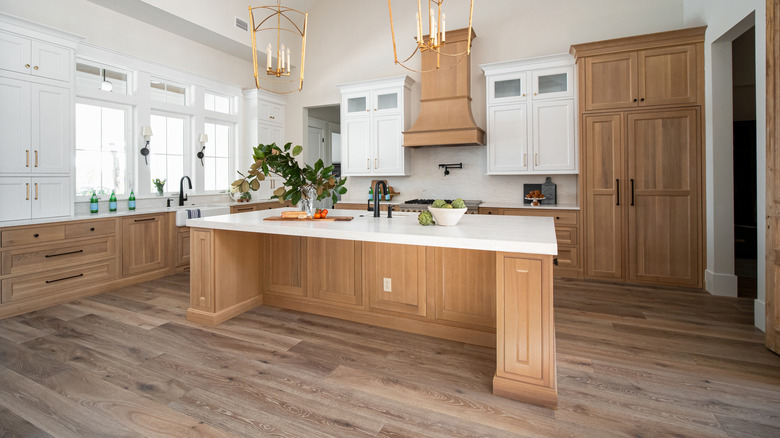kitchen with mid-tone cabinets