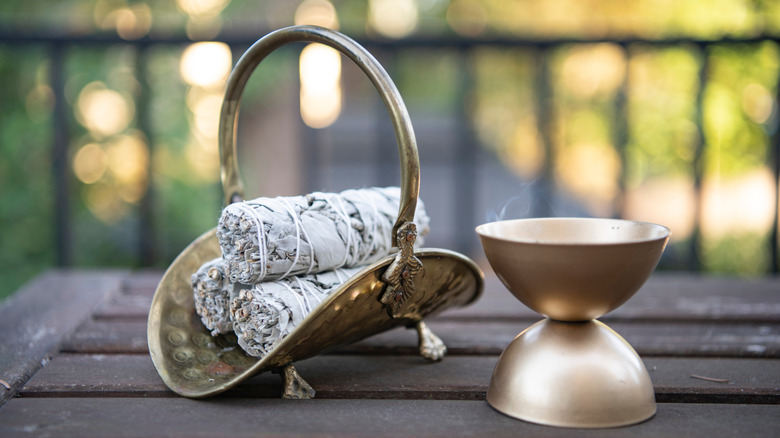 Sage bundles on a table