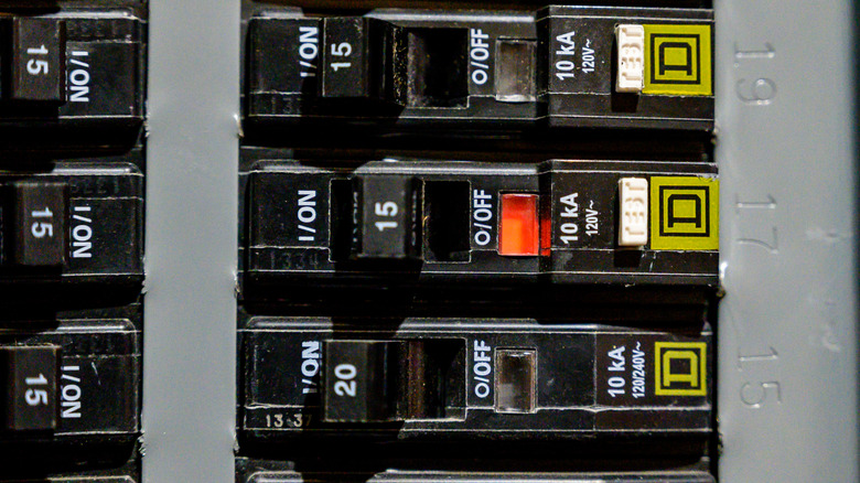 Tripped circuit breaker in an electrical box