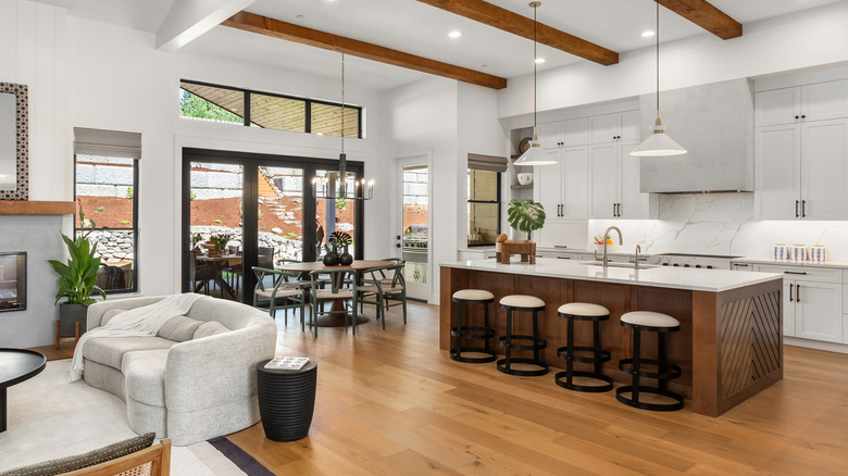 A luxury open-plan kitchen and living room