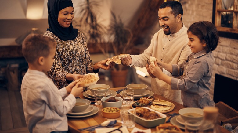 Family eating dinner