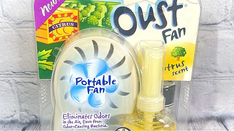 Oust portable fan with citrus scent