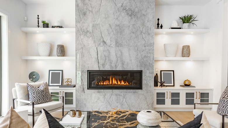 Symmetrical styling on shelves