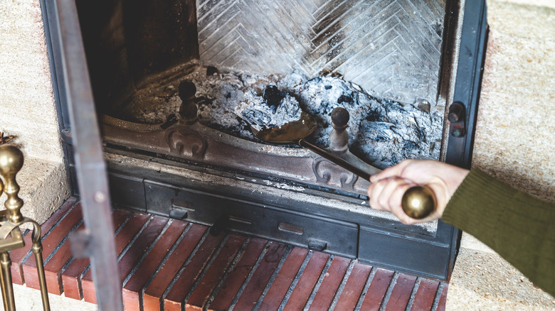 ash in fireplace