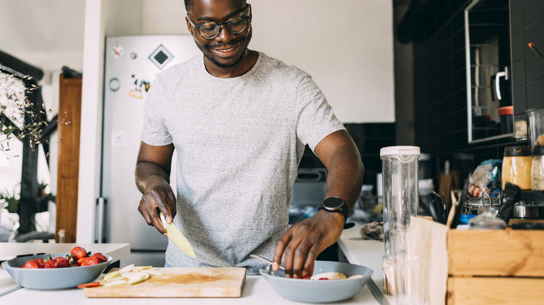 Someone making breakfast in a kitchen