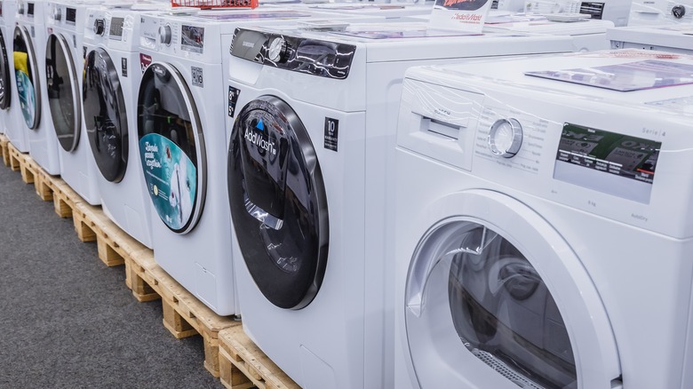 Row of store washing machines