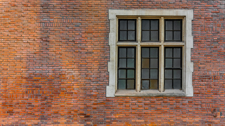 Weathered brick wall of house