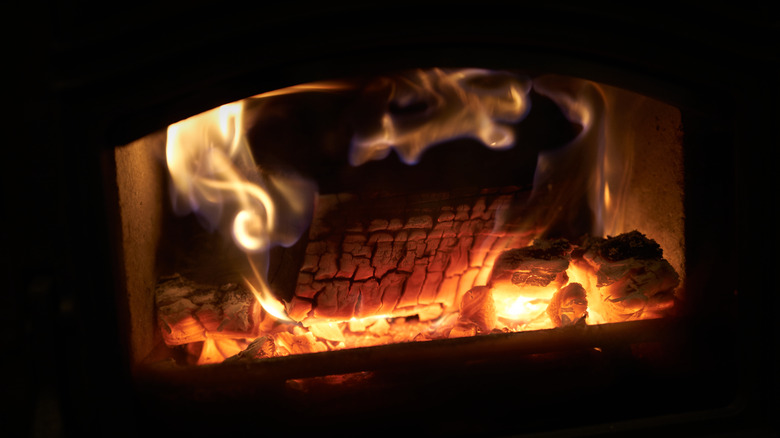 woodstove burning hot
