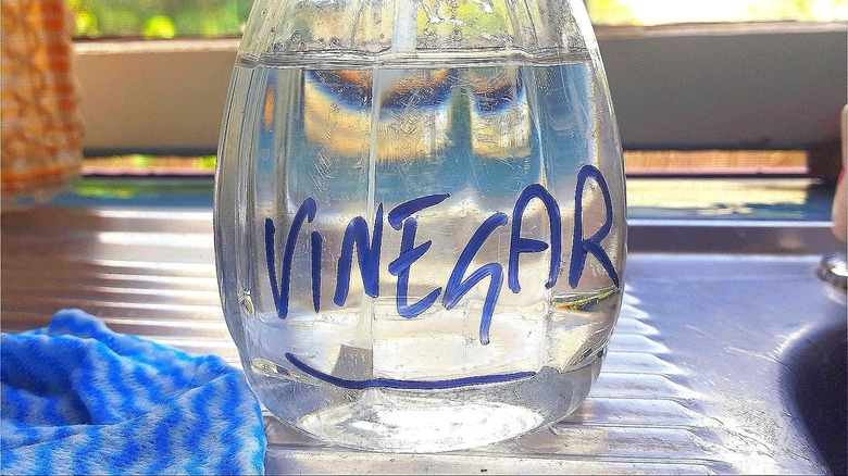 Vinegar container on sink