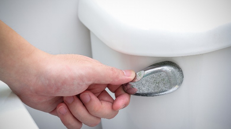 Jiggling the toilet handle 