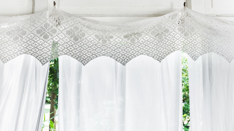 White curtains on balcony