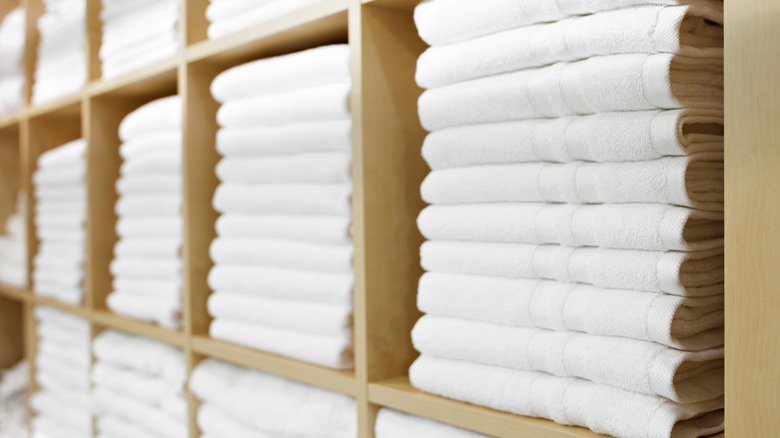 massive shelves full of clean towels
