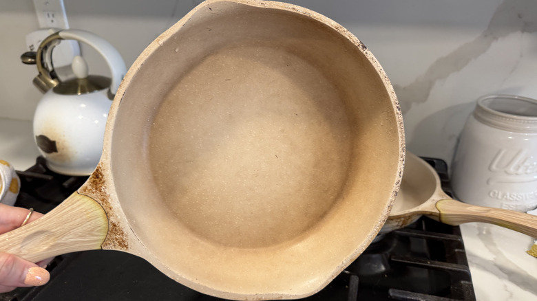 Clean pan after using both products