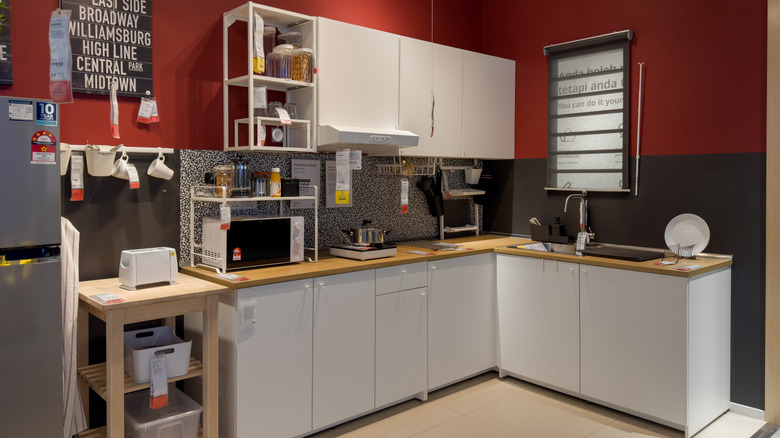Kitchen cabinet display in IKEA showroom
