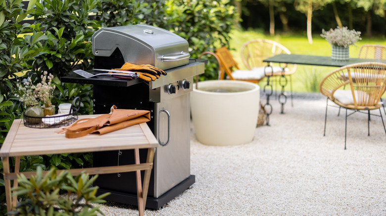 grill in trendy outdoor space
