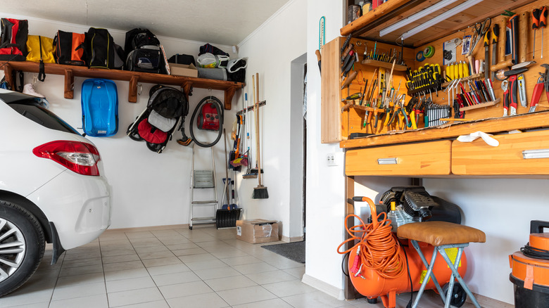 Organized home garage and vehicle