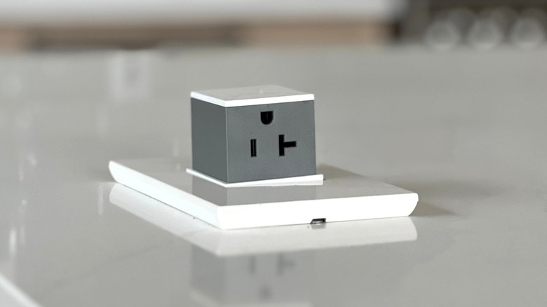 single pop-up outlet in kitchen countertop