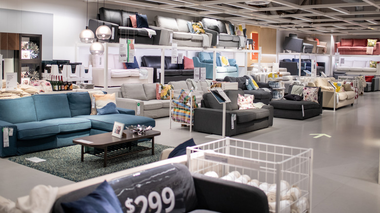 Furniture on display in an Ikea store.