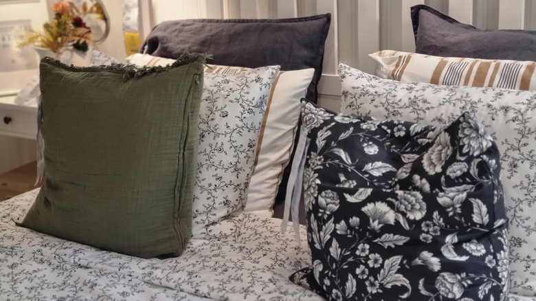 Closeup of throw pillows with inverted colors