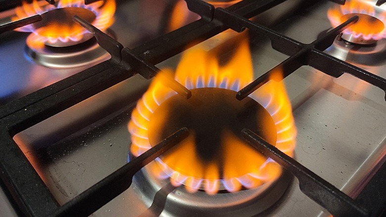 Yellow flame on gas stovetop