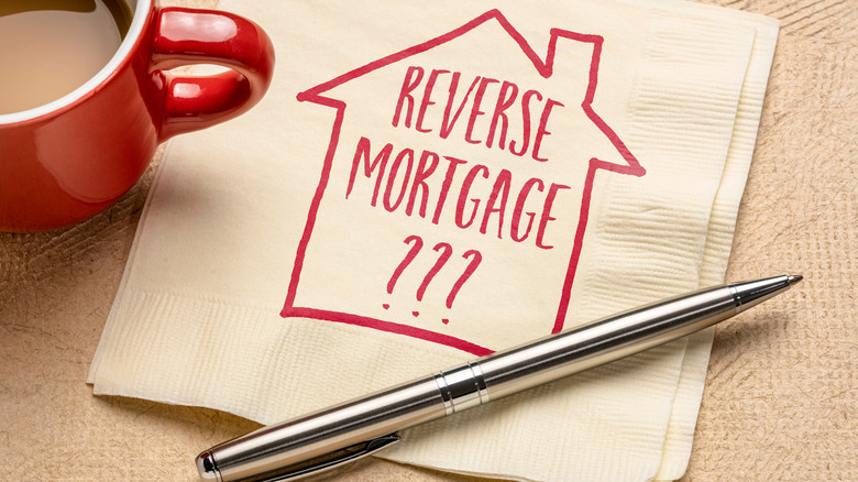 Napkin with reverse mortgage??? written on it
