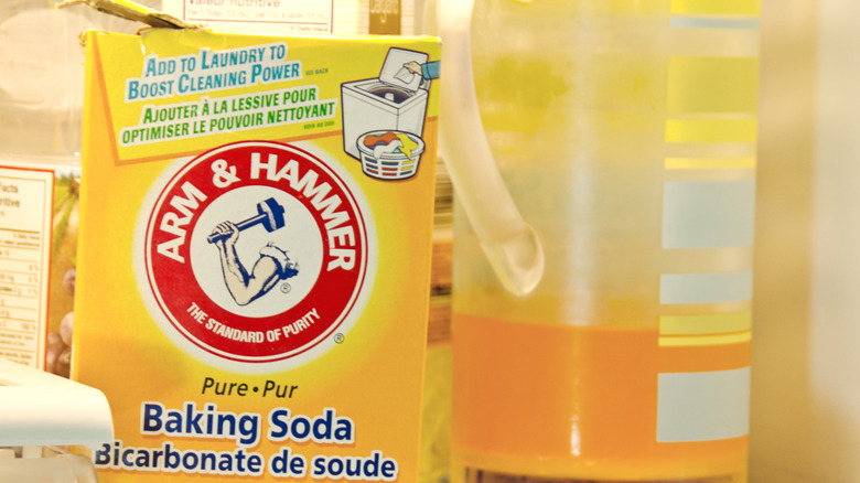 box of baking soda in the fridge