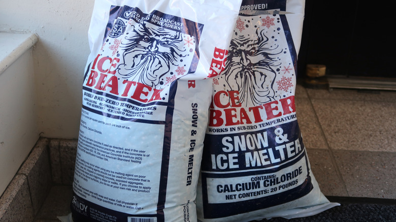 bags of snow melt salt