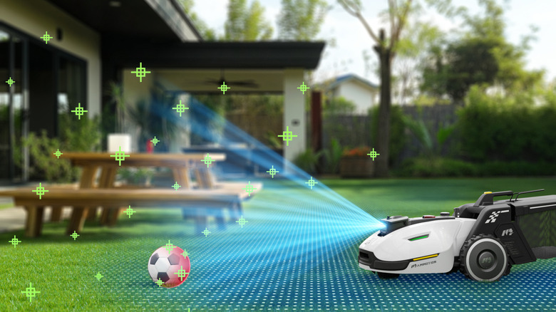 A robot mower identifying a soccer ball