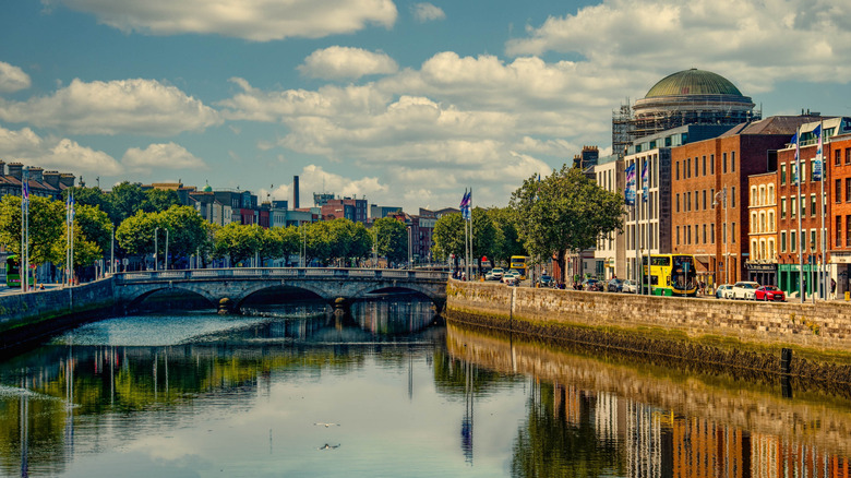 View of the River Liffey and city streets with Dublin