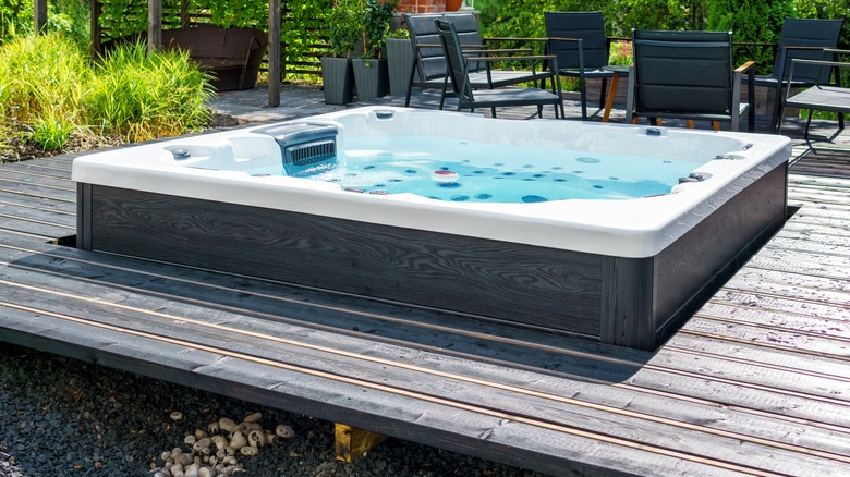 hot tub embedded in deck