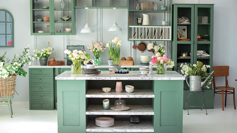 rustic kitchen with granite accents