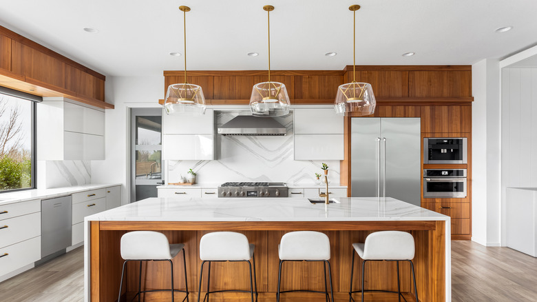 modern kitchen with wooden accents