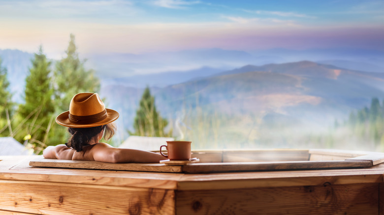 woman in hot tub