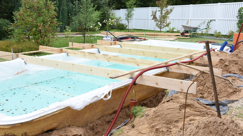 Swimming pool under construction