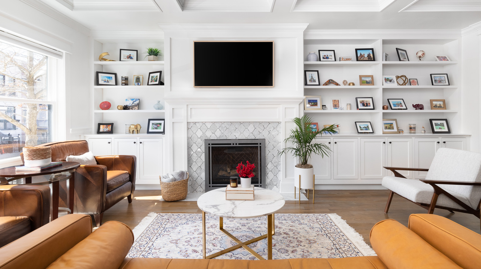 Modern Music Room with Custom Shelves