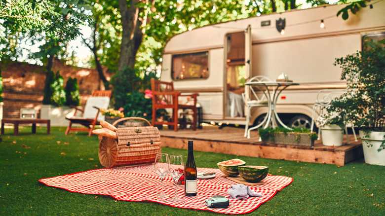 picnic in front of van