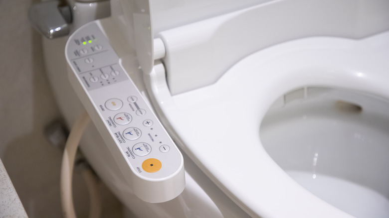 Modern toilet with control panel