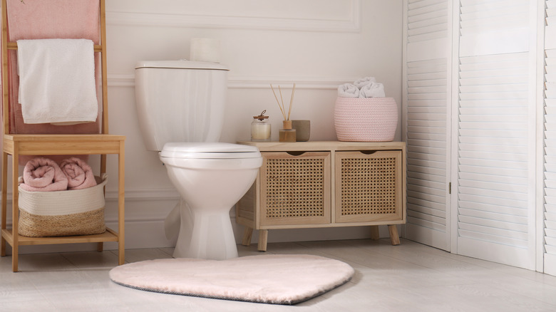 Porcelain toilet in modern bathroom