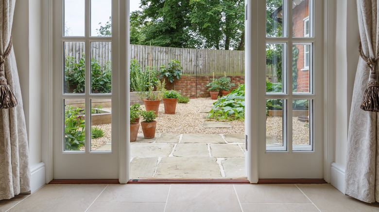 French door opening to garden