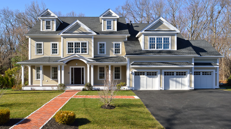 Colonial home with a driveway