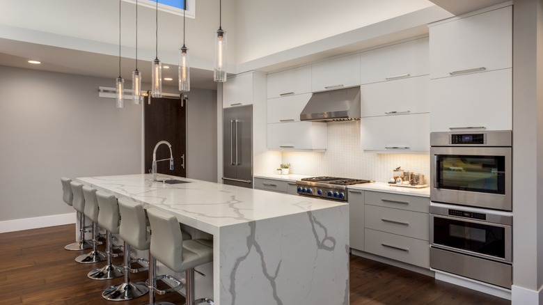 Dual wall oven in luxury kitchen 