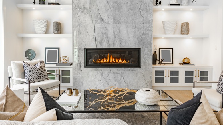 gas fireplace in living room 