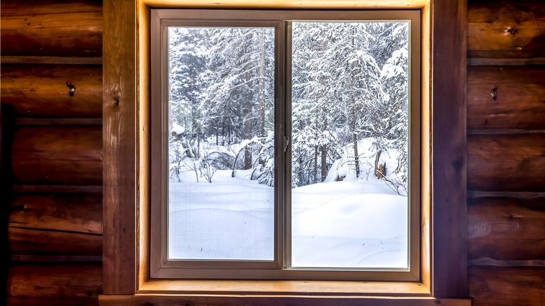 log cabin window