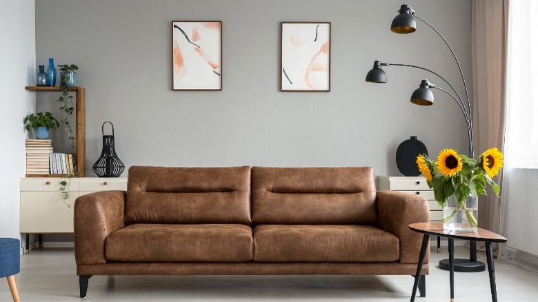 Brown leather couch 