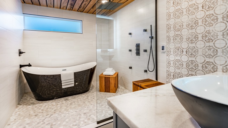 stylish bathroom with beautiful tiles